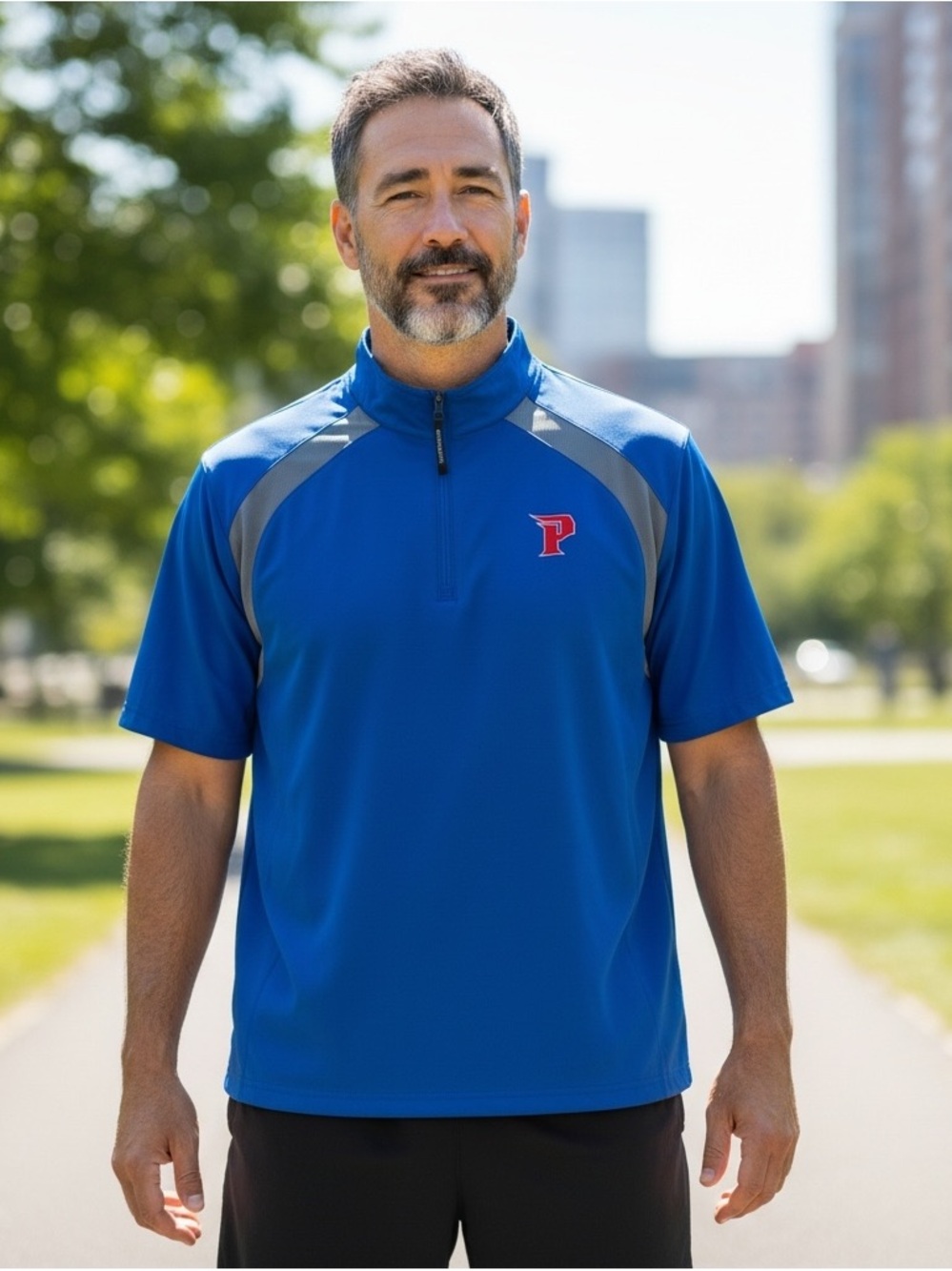 DETROIT PISTONS Men’s 2X Blue 1/4 Zip Performance Warmup Jacket